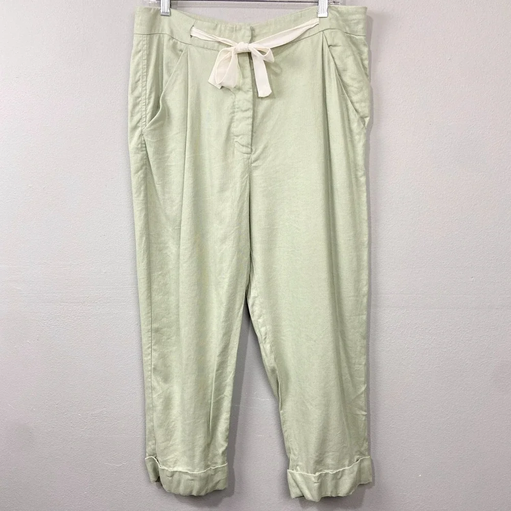 Wilfred Aritzia Wilfred Allant Linen Blend‎ Trousers High Waist Cropped Size 12